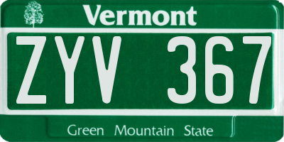 VT license plate ZYV367
