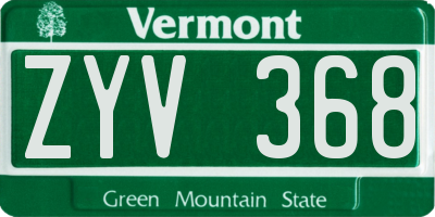 VT license plate ZYV368