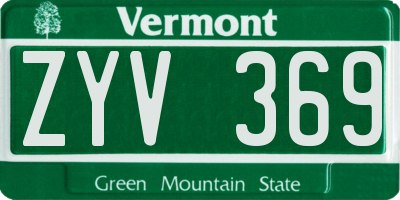 VT license plate ZYV369