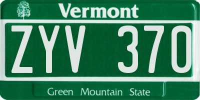 VT license plate ZYV370
