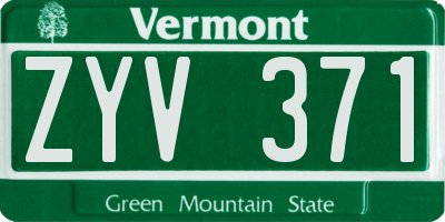 VT license plate ZYV371