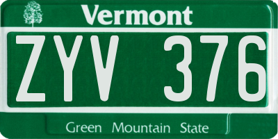 VT license plate ZYV376