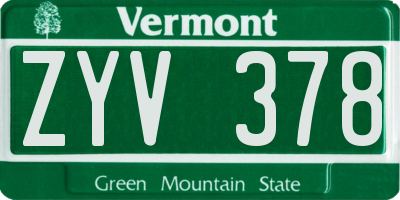 VT license plate ZYV378