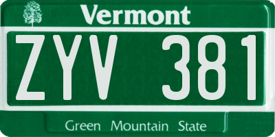 VT license plate ZYV381