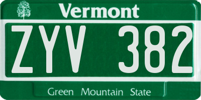VT license plate ZYV382