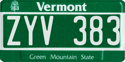 VT license plate ZYV383