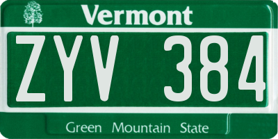 VT license plate ZYV384