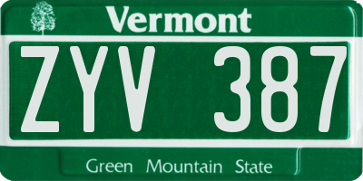 VT license plate ZYV387
