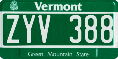 VT license plate ZYV388