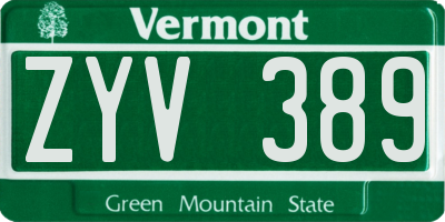 VT license plate ZYV389
