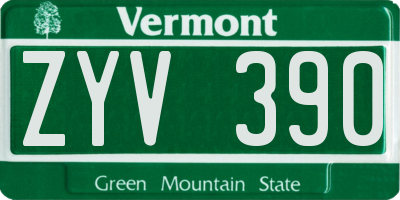 VT license plate ZYV390