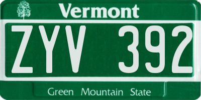 VT license plate ZYV392