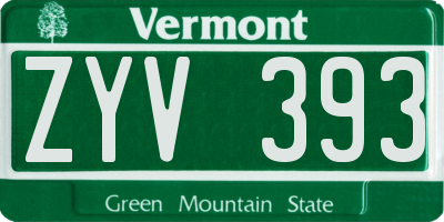 VT license plate ZYV393