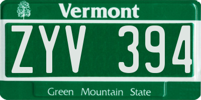 VT license plate ZYV394