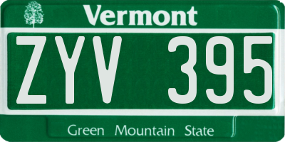 VT license plate ZYV395