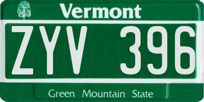 VT license plate ZYV396