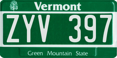 VT license plate ZYV397