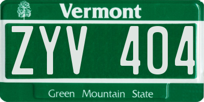 VT license plate ZYV404