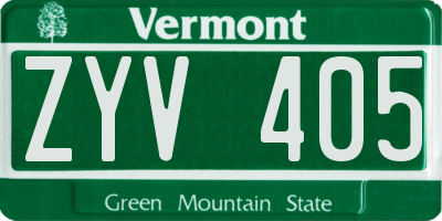 VT license plate ZYV405