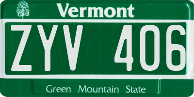 VT license plate ZYV406