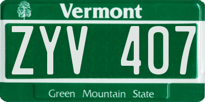 VT license plate ZYV407
