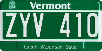 VT license plate ZYV410