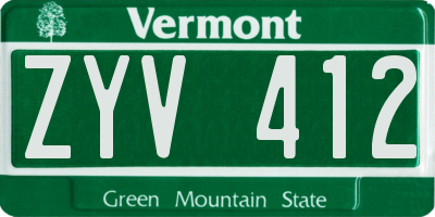 VT license plate ZYV412