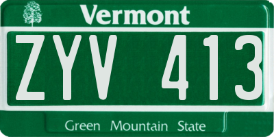 VT license plate ZYV413