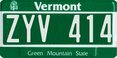 VT license plate ZYV414