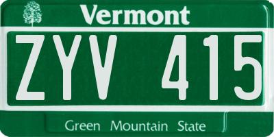 VT license plate ZYV415