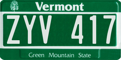 VT license plate ZYV417