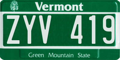 VT license plate ZYV419