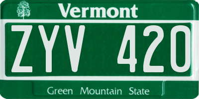 VT license plate ZYV420
