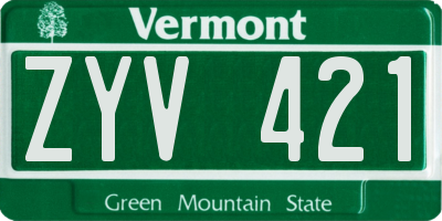 VT license plate ZYV421
