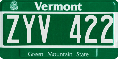 VT license plate ZYV422