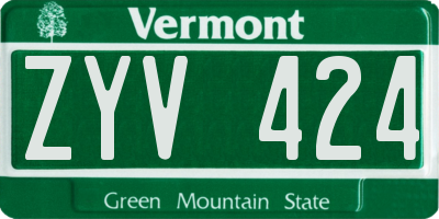 VT license plate ZYV424
