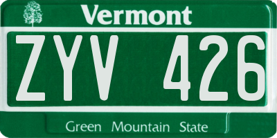 VT license plate ZYV426