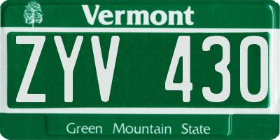 VT license plate ZYV430