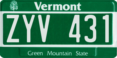 VT license plate ZYV431