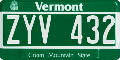 VT license plate ZYV432