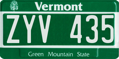 VT license plate ZYV435
