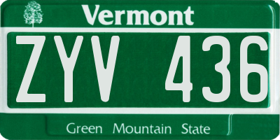 VT license plate ZYV436