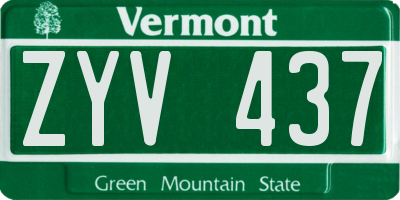 VT license plate ZYV437
