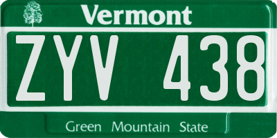 VT license plate ZYV438