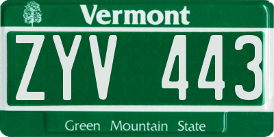 VT license plate ZYV443