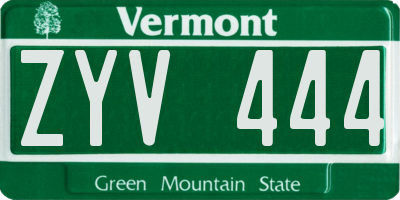 VT license plate ZYV444