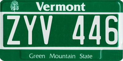 VT license plate ZYV446