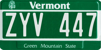 VT license plate ZYV447