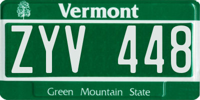 VT license plate ZYV448