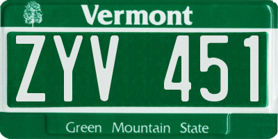 VT license plate ZYV451